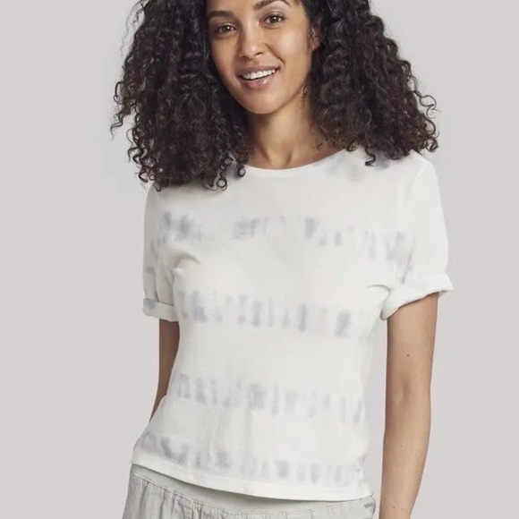 Faherty Womens Zuma Cloud Cotton Tee Breaker Tie Dye Blue Short Sleeve XS - Picture 1 of 7
